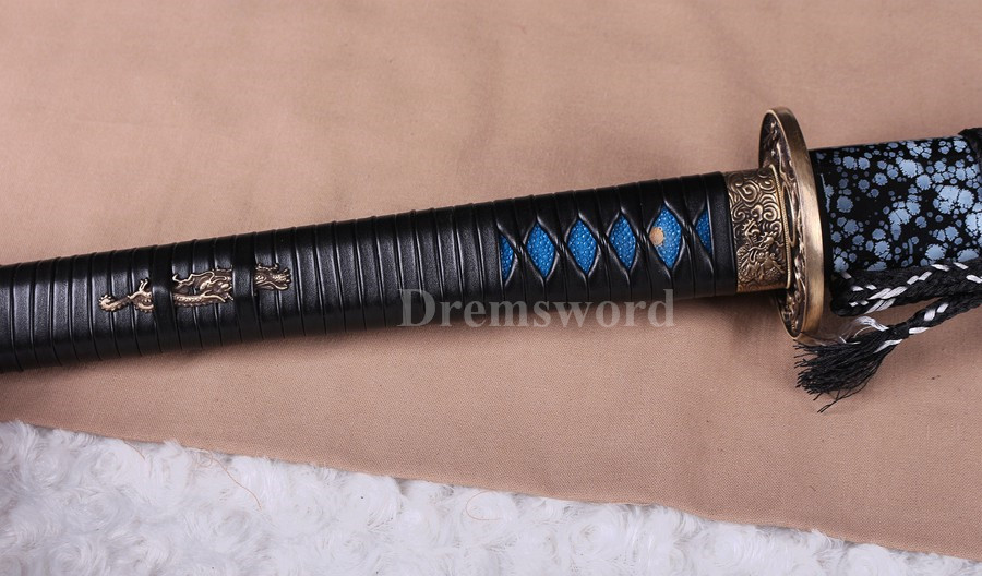 Hand Forge Naginata Clay Tempered T10 steel Japanese Samurai Sword Battle ready Razor Sharp Full Tang.
