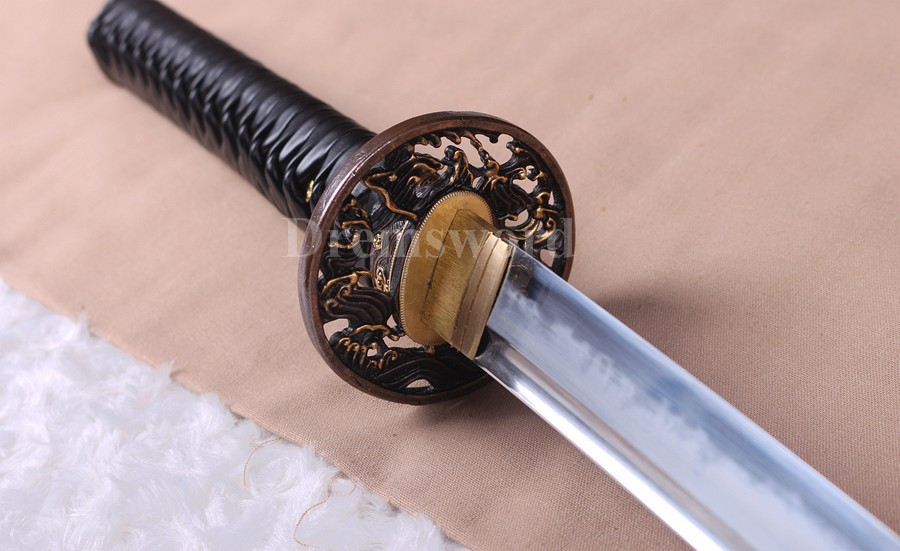 Clay tempered Choji hamon Hazuya polish T10 steel  katana japanese samurai sword full tang razor sharp.