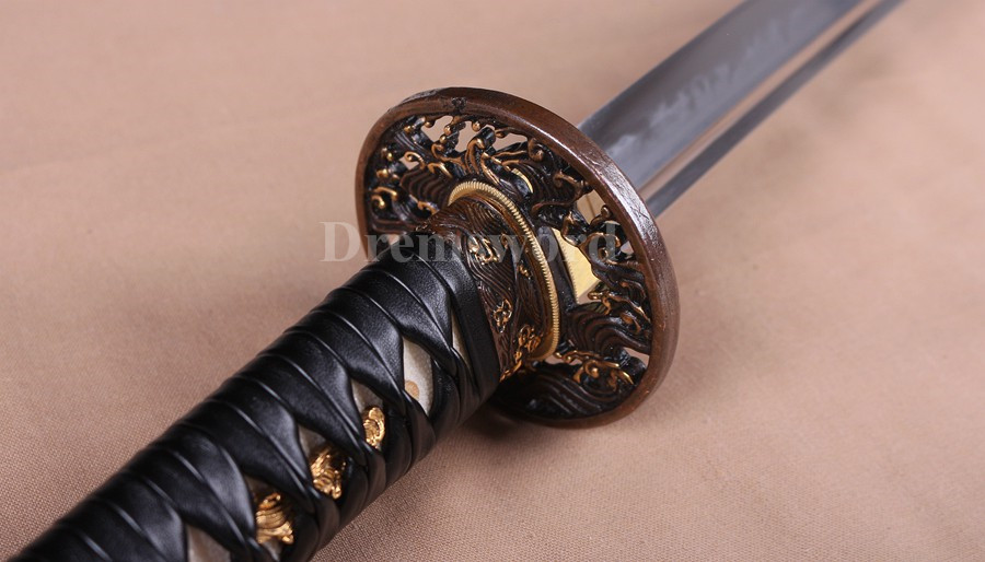 Clay tempered Choji hamon Hazuya polish T10 steel  katana japanese samurai sword full tang razor sharp.