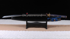 High quality Clay tempered T10 steel katana japanese samurai sword Genuine Ray skin+ox horn saya Shinogi-Zukuri black & blue