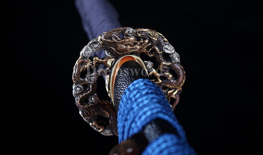 Handmade Clay tempered T10 steel katana japanese samurai sword Genuine Ray skin+ox horn saya.