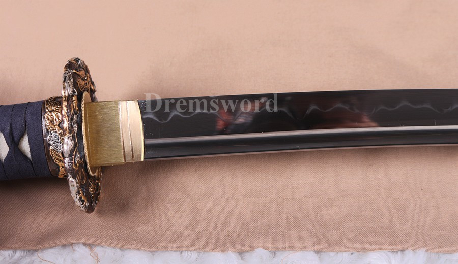 High quality Clay tempered T10 steel katana japanese samurai sword Genuine Ray skin+ox horn saya.