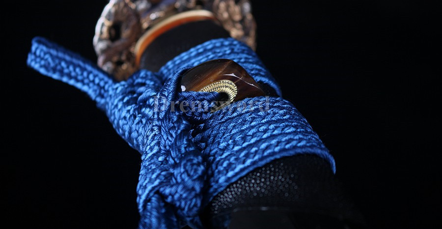 Handmade Clay tempered T10 steel katana japanese samurai sword Genuine Ray skin+ox horn saya.