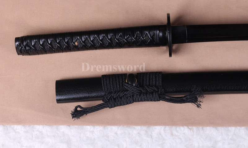 Clay tempered Full Black T10 steel Japanese Samurai katana sword battle sharp.