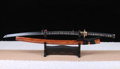 Choji hamon Clay tempered T10 steel katana japanese samurai sword full tang razor sharp brown & black Shinogi-Zukuri