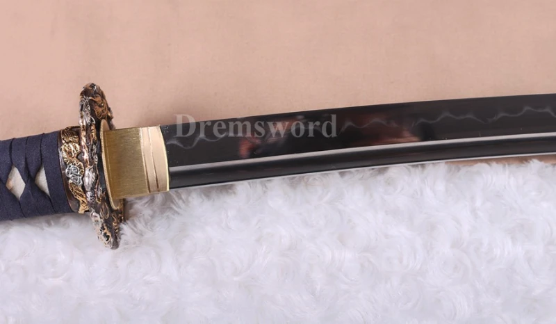 High quality Clay tempered T10 steel katana japanese samurai sword Genuine Ray skin+ox horn saya.