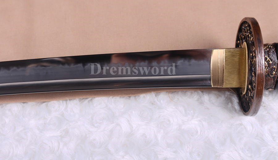 Clay tempered Choji hamon Hazuya polish T10 steel  katana japanese samurai sword full tang razor sharp.