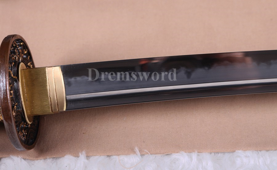 Clay tempered Choji hamon Hazuya polish T10 steel  katana japanese samurai sword full tang razor sharp.