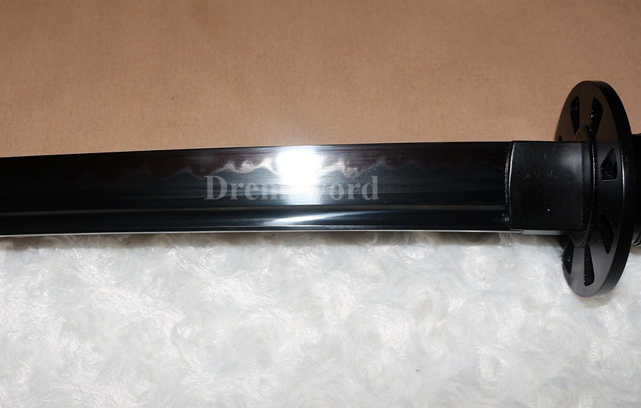 Clay tempered Full Black T10 steel Japanese Samurai katana sword battle sharp.