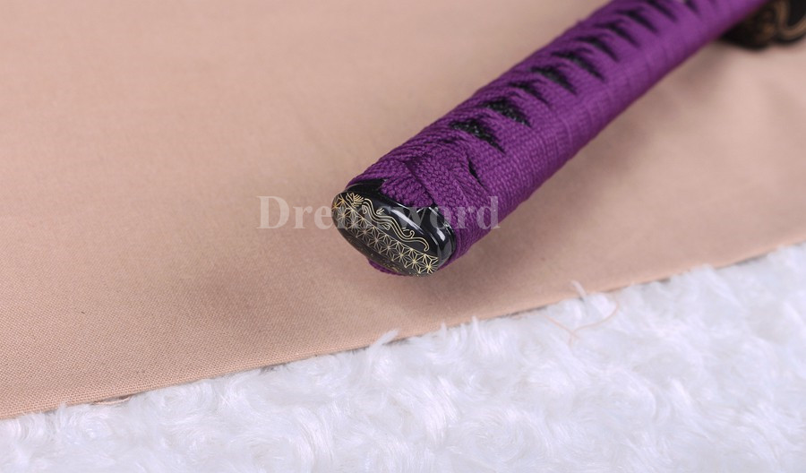 Clay tempered T10 steel real hamon japanese samurai katana sword full tang sharp traditional hand abrasive.