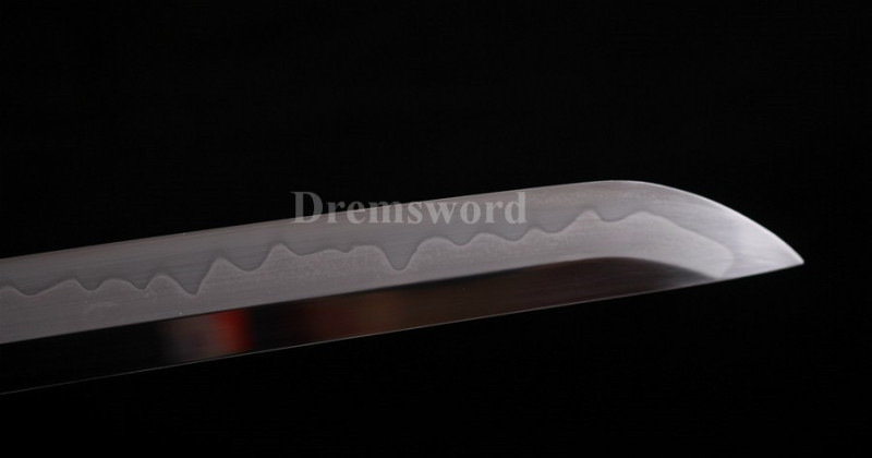 Clay tempered T10 steel real hamon japanese samurai katana sword full tang sharp traditional hand abrasive.