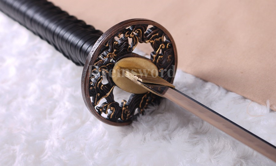 Clay tempered Choji hamon Hazuya polish T10 steel  katana japanese samurai sword full tang razor sharp.