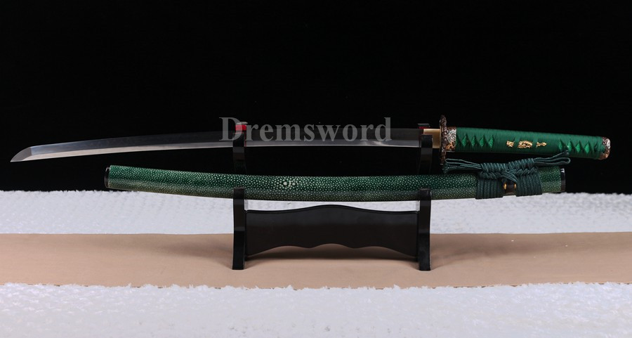 Clay tempered T10 steel katana japanese samurai sword Genuine Ray skin+ox horn saya.