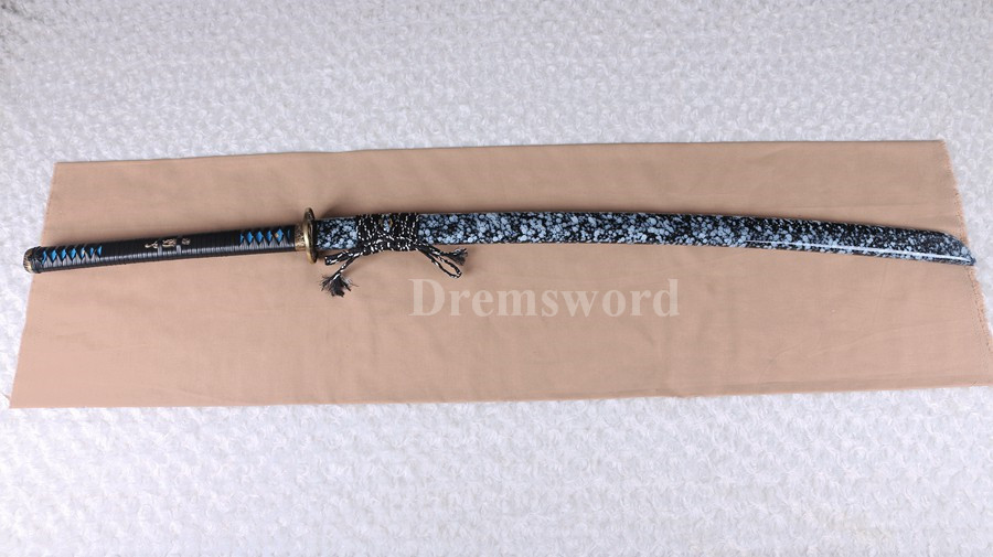Hand Forge Naginata Clay Tempered T10 steel Japanese Samurai Sword Battle ready Razor Sharp Full Tang.