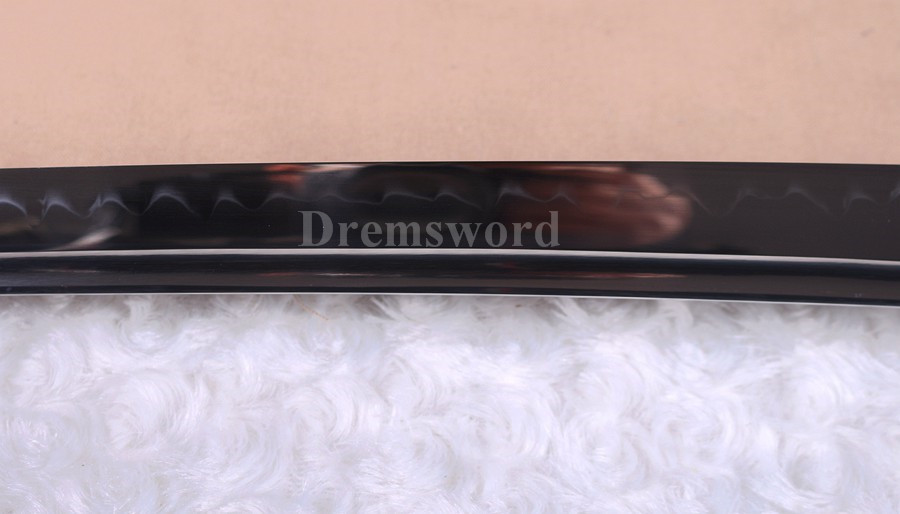 Handmade Clay tempered T10 steel katana japanese samurai sword Genuine Ray skin+ox horn saya.
