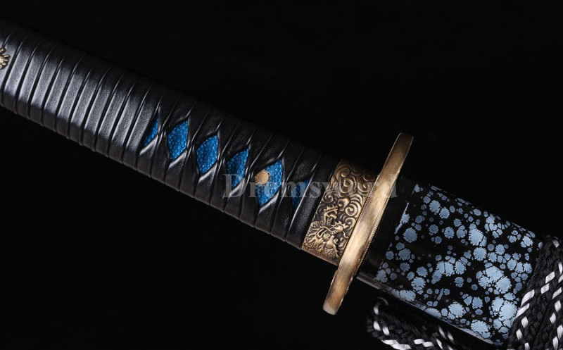 Hand Forge Naginata Clay Tempered T10 steel Japanese Samurai Sword Battle ready Razor Sharp Full Tang.