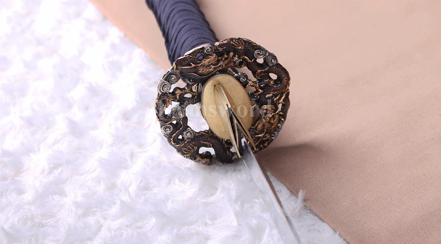 Handmade Clay tempered T10 steel katana japanese samurai sword Genuine Ray skin+ox horn saya.