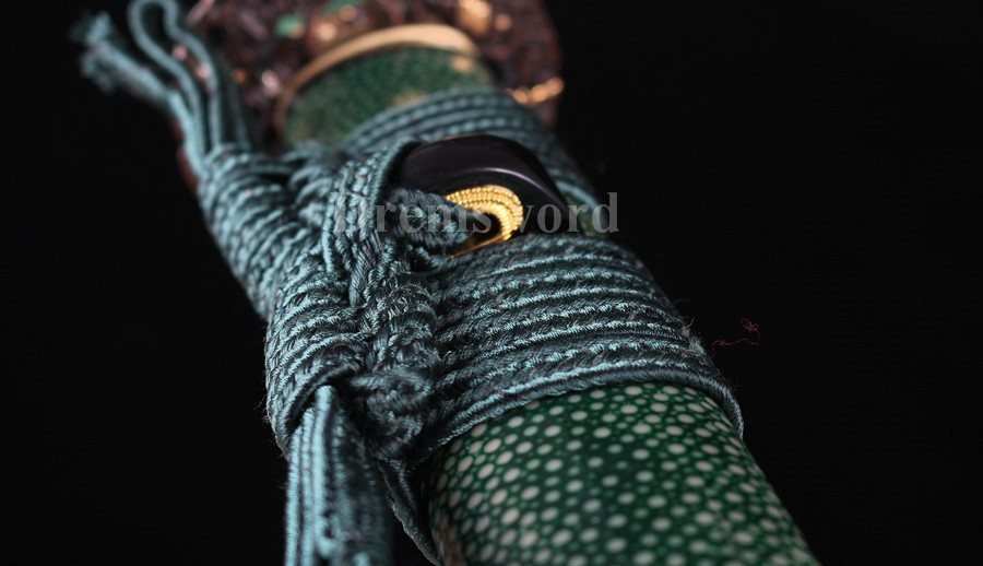 Clay tempered T10 steel katana japanese samurai sword Genuine Ray skin+ox horn saya.