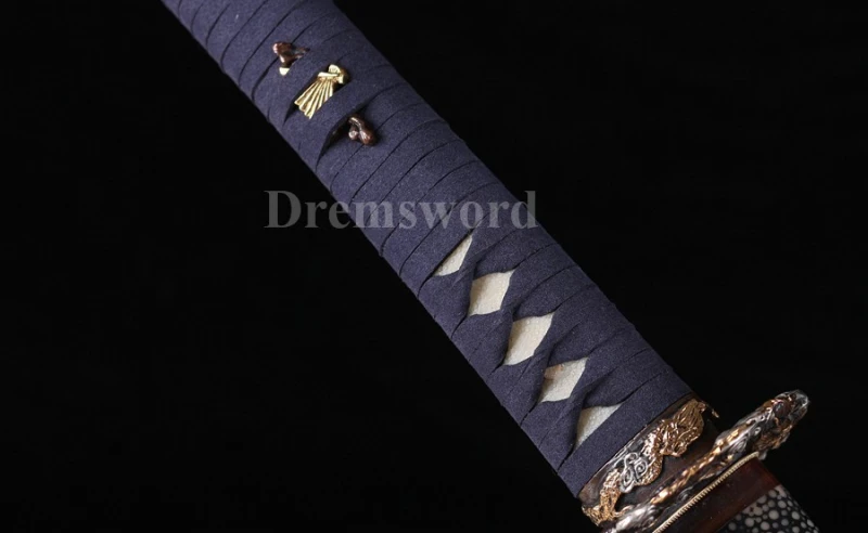 High quality Clay tempered T10 steel katana japanese samurai sword Genuine Ray skin+ox horn saya.