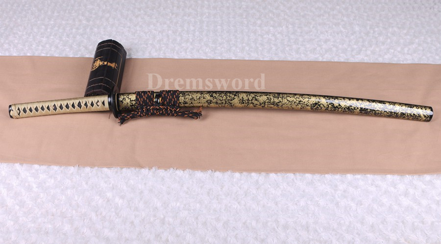 High quality Clay Tempered T10 steel 火焰 hamon Japanese Samurai Sword Full Tang Battle ready Sharp.