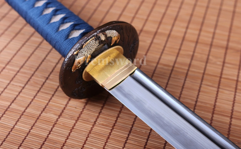 Clay tempered T10 steel katana japanese samurai sword Genuine Ray skin+ox horn saya sharp.