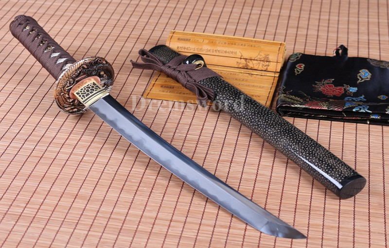 Clay tempered Folded Steel Hazuya Polish tanto Japanese Samurai Sword Razor Sharp.