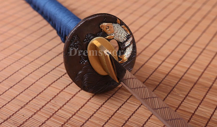 Clay tempered T10 steel katana japanese samurai sword Genuine Ray skin+ox horn saya sharp.