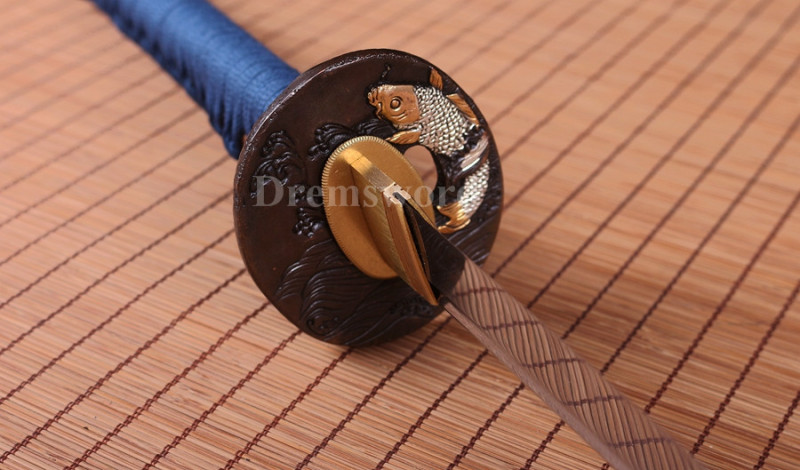 Clay tempered T10 steel katana japanese samurai sword Genuine Ray skin+ox horn saya sharp.