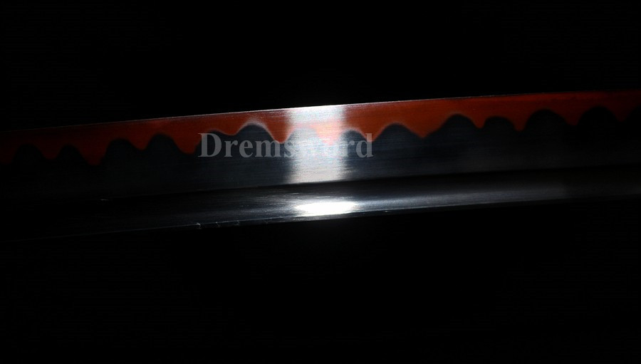 Black Clay tempered T10 steel katana japanese samurai sword Genuine Ray skin+ox horn saya.