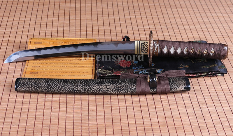 Clay tempered Folded Steel Hazuya Polish tanto Japanese Samurai Sword Razor Sharp.