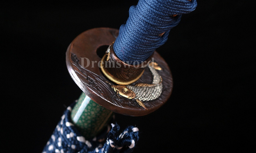 Clay tempered T10 steel katana japanese samurai sword Genuine Ray skin+ox horn saya sharp.