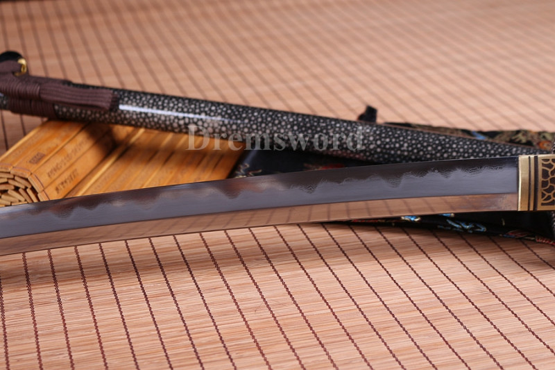 Clay tempered Folded Steel Hazuya Polish wakizashi Japanese Samurai Sword Razor Sharp.