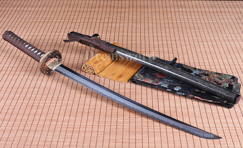 Clay tempered Folded Steel Hazuya Polish wakizashi Japanese Samurai Sword Razor Sharp.