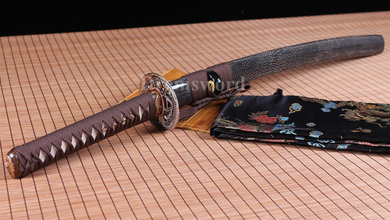 Clay tempered Folded Steel Hazuya Polish wakizashi Japanese Samurai Sword Razor Sharp.