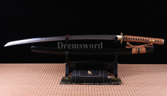 UNOKUBI-ZUKURI clay tempered Folded steel Katana Japanese Samurai Sword full tang sharp Shinogi-Zukuri brown & black