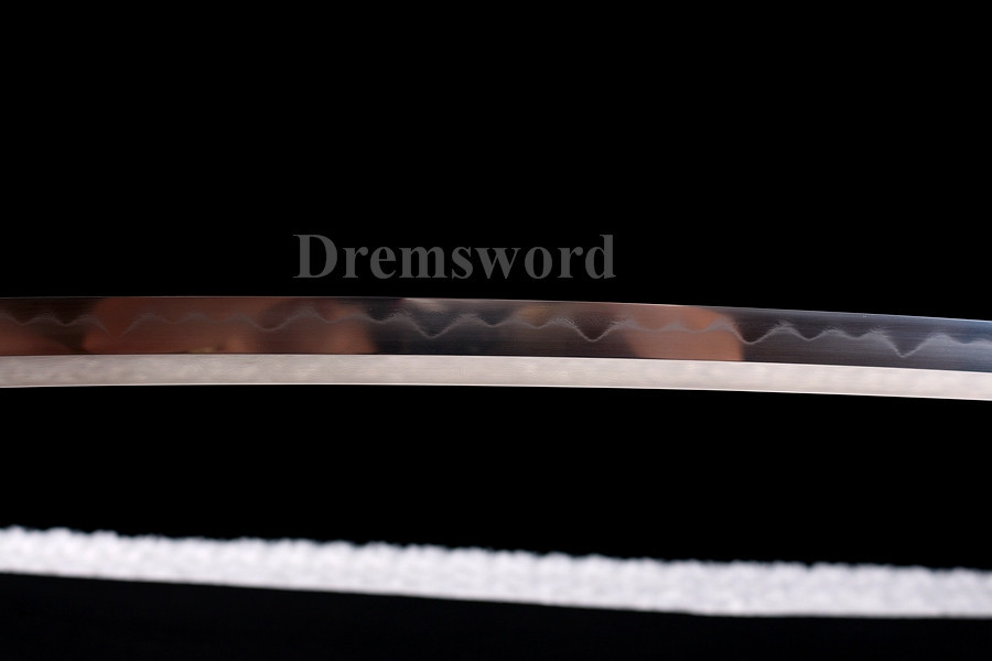 Clay tempered folded steel katana japanese samurai sword full tang battle ready shell saya.
