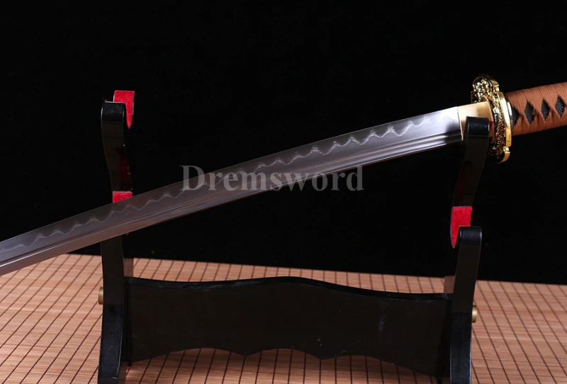 UNOKUBI-ZUKURI clay tempered Folded steel Katana Japanese Samurai Sword full tang sharp.