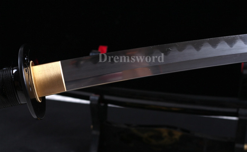Clay Tempered Folded Steel Abrasive japanese katana sword full tang sharp blade.