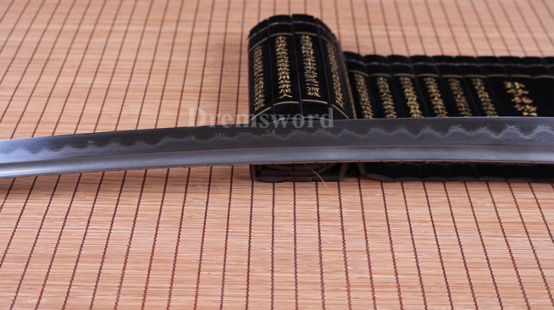 hand forge folded steel clay tempered Japanese Samurai Sword Katana sharp blade.