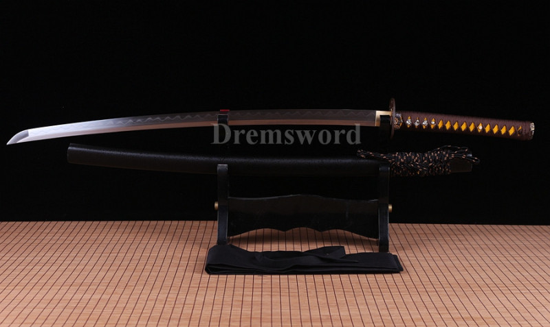 Clay tempered folded steel katana Japanese Samurai Sword full tang battle ready sharp blade.