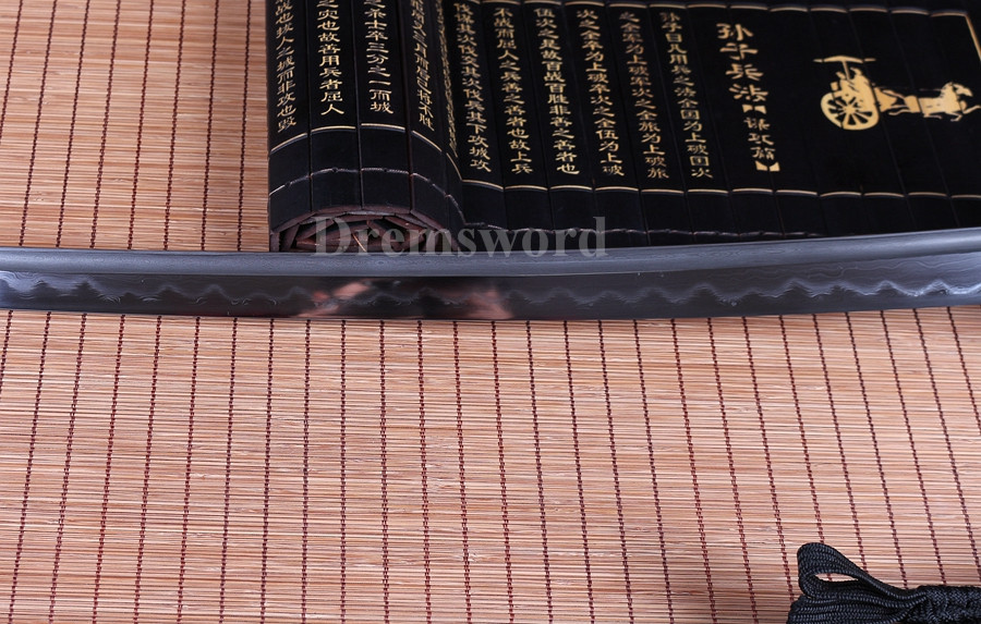 hand forge folded steel clay tempered Japanese Samurai Sword Katana sharp blade.