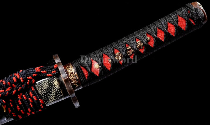 Clay tempered Folded Steel wakizashi Japanese Samurai Sword full tang battle ready Razor Sharp.
