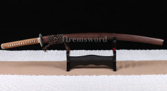 Hand forge Clay Tempered Folded Steel katana Japanese samurai Sword full tang battle ready Sharp Shinogi-Zukuri Brown