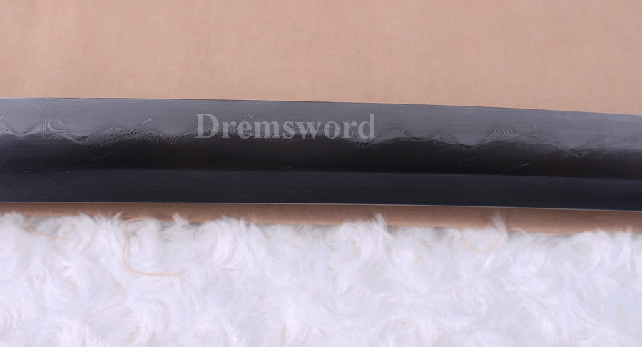 Clay tempered Folded steel Feather-shaped pattern texture katana japanese samurai sword full tang sharp.
