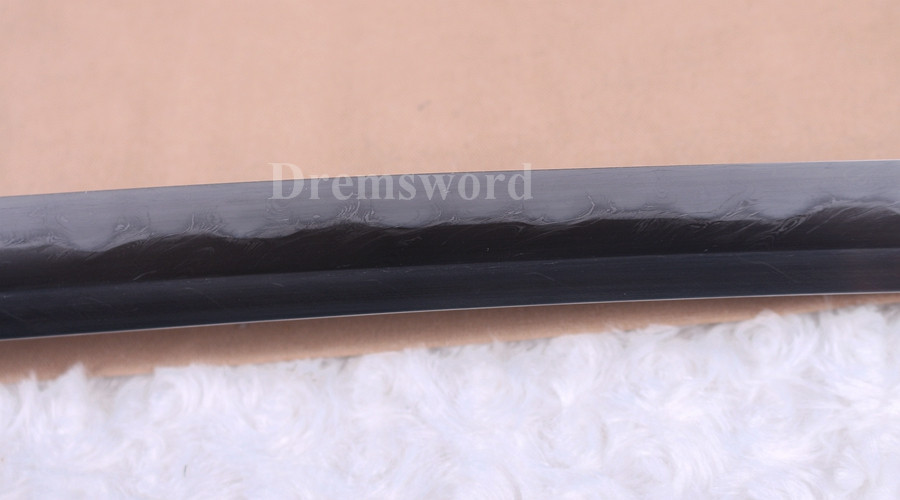 Clay tempered Folded steel Feather-shaped pattern texture katana japanese samurai sword full tang sharp.