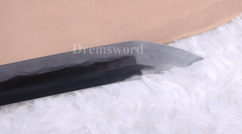 Clay tempered Folded steel Feather-shaped pattern texture katana japanese samurai sword full tang sharp.