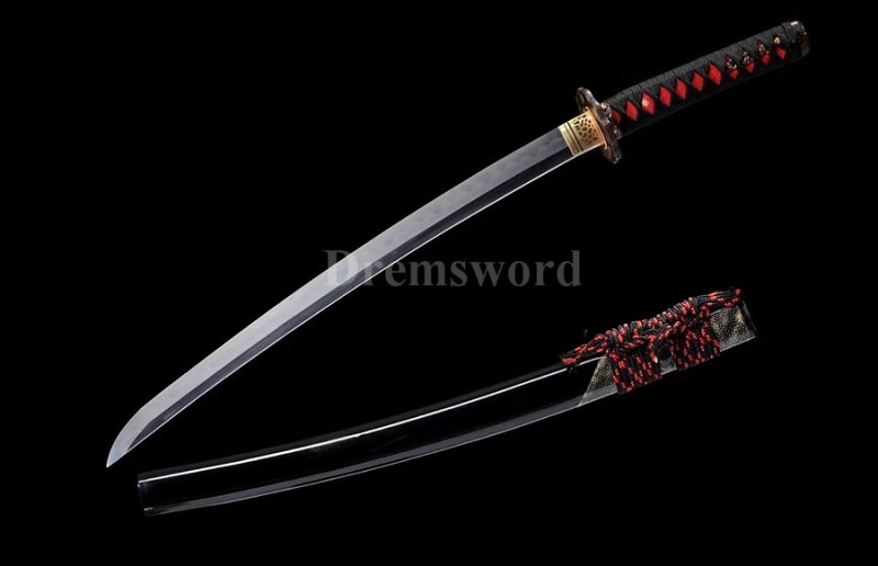 Clay tempered Folded Steel wakizashi Japanese Samurai Sword full tang battle ready Razor Sharp.