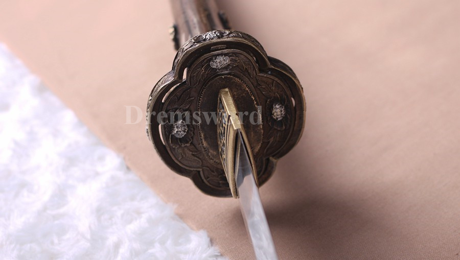 Japanese Tachi Sword Clay Tempered Folded Steel hazuya Abrasive Full Tang Sharp Blade