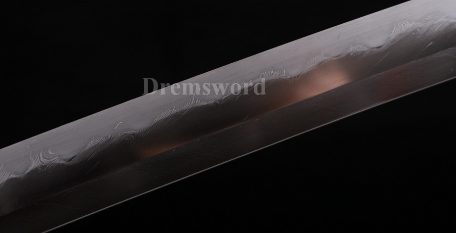 Clay tempered Folded steel Feather-shaped pattern texture katana japanese samurai sword full tang sharp.