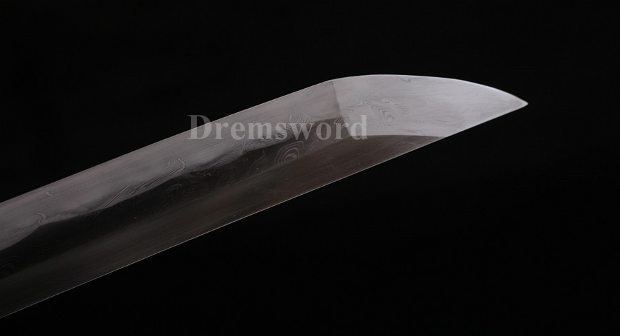 Clay tempered Folded steel Feather-shaped pattern texture katana japanese samurai sword full tang sharp.